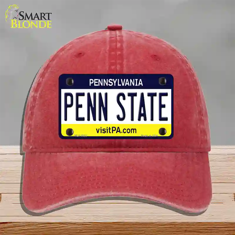 Penn State Pennsylvania State Novelty License Plate Hat Unconstructed Cotton / Red