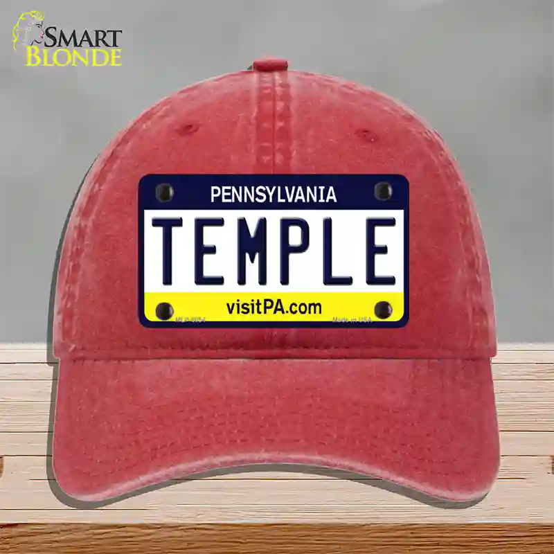 Temple Pennsylvania State Novelty License Plate Hat Unconstructed Cotton / Red