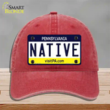 Native Pennsylvania State Novelty License Plate Hat Unconstructed Cotton / Red