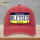 Blessed Pennsylvania State Novelty License Plate Hat Unconstructed Cotton / Red