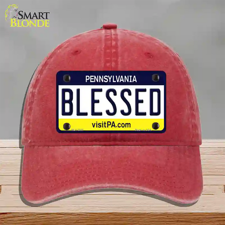 Blessed Pennsylvania State Novelty License Plate Hat Unconstructed Cotton / Red