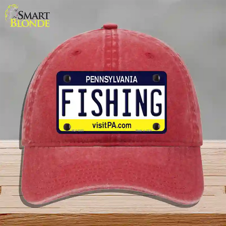 Fishing Pennsylvania State Novelty License Plate Hat Unconstructed Cotton / Red