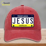 Jesus Pennsylvania State Novelty License Plate Hat Unconstructed Cotton / Red