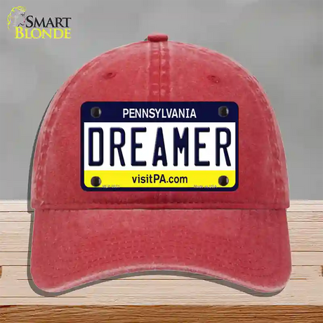 Dreamer Pennsylvania State Novelty License Plate Hat Unconstructed Cotton / Red