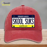 Skool Suks Pennsylvania State Novelty License Plate Hat Unconstructed Cotton / Red