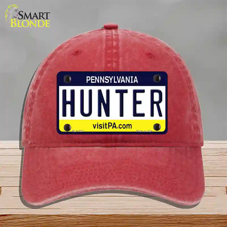 Hunter Pennsylvania State Novelty License Plate Hat Unconstructed Cotton / Red
