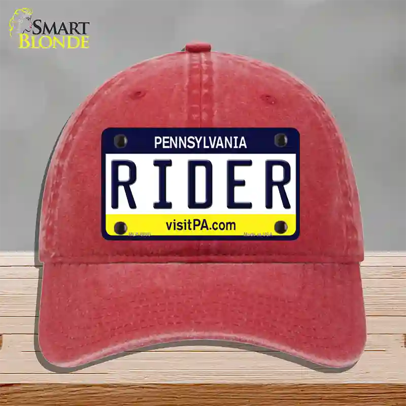 Rider Pennsylvania State Novelty License Plate Hat Unconstructed Cotton / Red