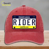 Rider Pennsylvania State Novelty License Plate Hat Unconstructed Cotton / Red