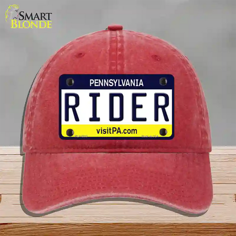 Rider Pennsylvania State Novelty License Plate Hat Unconstructed Cotton / Red