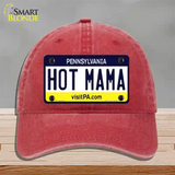 Hot Mama Pennsylvania State Novelty License Plate Hat Unconstructed Cotton / Red