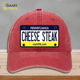 Cheese Steak Pennsylvania State Novelty License Plate Hat Unconstructed Cotton / Red