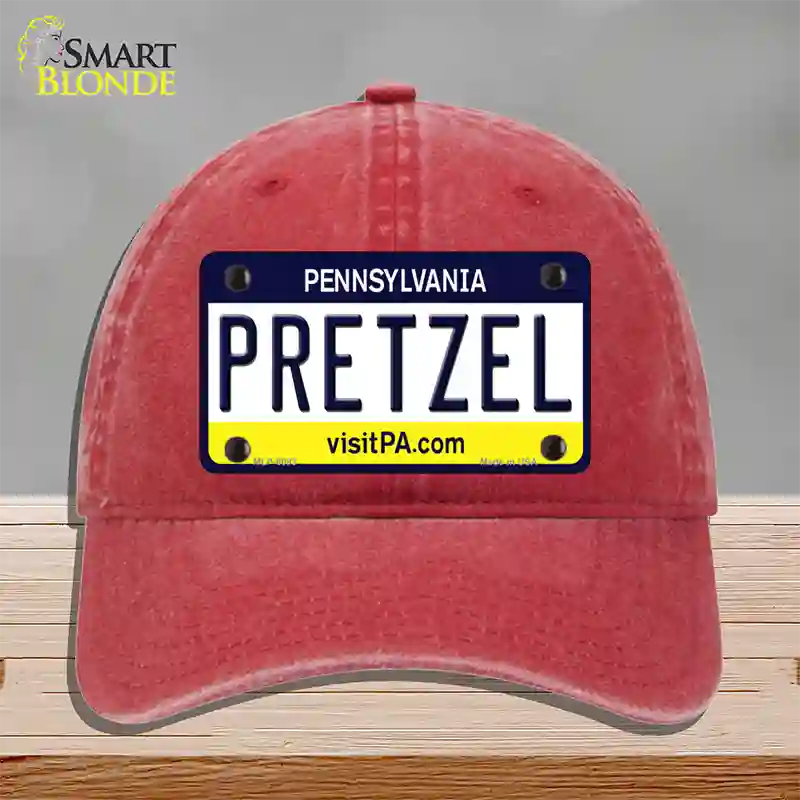 Pretzel Pennsylvania State Novelty License Plate Hat Unconstructed Cotton / Red