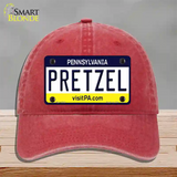 Pretzel Pennsylvania State Novelty License Plate Hat Unconstructed Cotton / Red