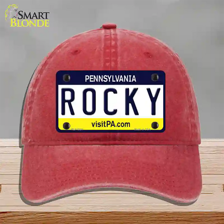 Rocky Pennsylvania State Novelty License Plate Hat Unconstructed Cotton / Red