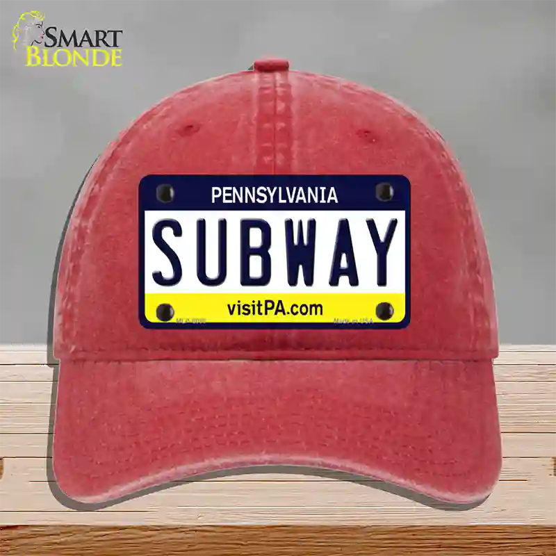 Subway Pennsylvania State Novelty License Plate Hat Unconstructed Cotton / Red