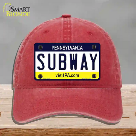 Subway Pennsylvania State Novelty License Plate Hat Unconstructed Cotton / Red