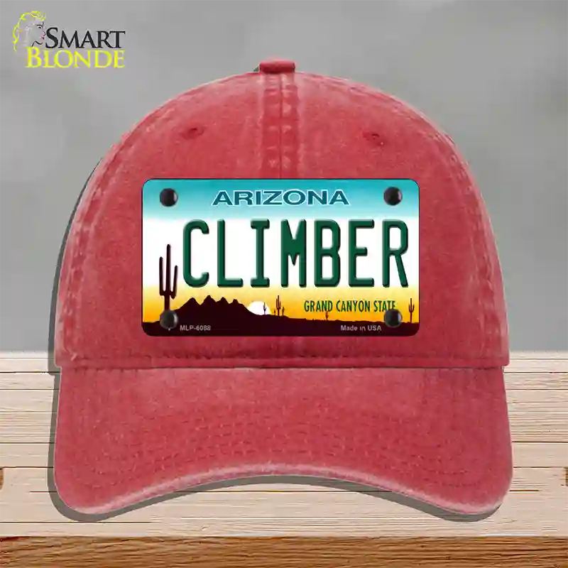 Arizona Climber Novelty License Plate Hat Unconstructed Cotton / Red
