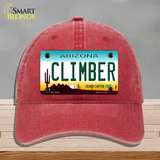 Arizona Climber Novelty License Plate Hat Unconstructed Cotton / Red