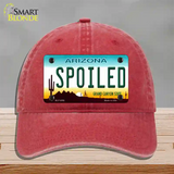 Arizona Spoiled Novelty License Plate Hat Unconstructed Cotton / Red