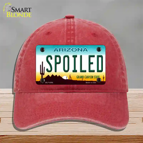 Arizona Spoiled Novelty License Plate Hat Unconstructed Cotton / Red