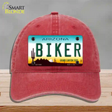 Arizona Biker Novelty License Plate Hat Unconstructed Cotton / Red