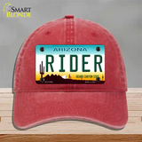 Arizona Rider Novelty License Plate Hat Unconstructed Cotton / Red