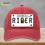 Rider Georgia Novelty License Plate Hat Unconstructed Cotton / Red
