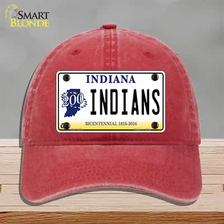 Indians Indiana Novelty License Plate Hat Unconstructed Cotton / Red