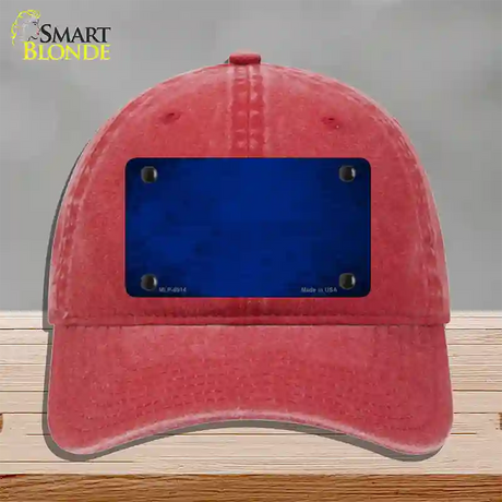 Royal Blue Oil Rubbed Solid Novelty License Plate Hat Unconstructed Cotton / Red