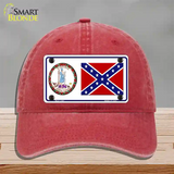 Confederate Flag Virginia Seal Novelty License Plate Hat Unconstructed Cotton / Red