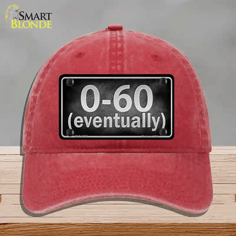 0 To 60 Novelty License Plate Hat Unconstructed Cotton / Red