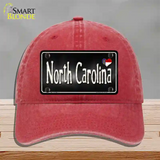 North Carolina Flag Script Novelty License Plate Hat Unconstructed Cotton / Red