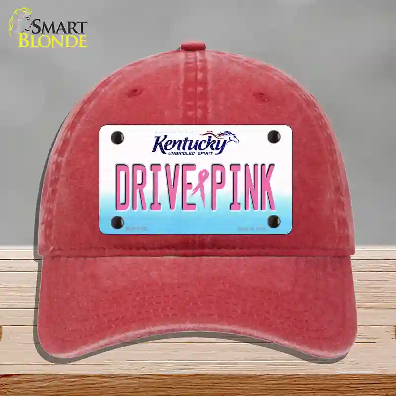 Drive Pink Kentucky Novelty License Plate Hat Unconstructed Cotton / Red
