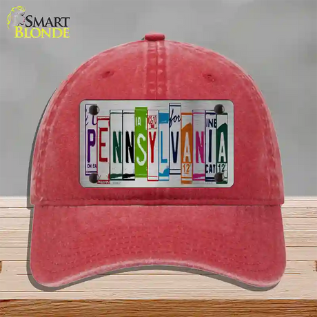 Pennsylvania License Plate Art Novelty License Plate Hat Unconstructed Cotton / Red
