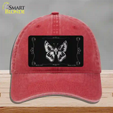 Butterfly Black Brushed Chrome Novelty License Plate Hat Unconstructed Cotton / Red
