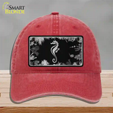 Sea Horse Black Brushed Chrome Novelty License Plate Hat Unconstructed Cotton / Red