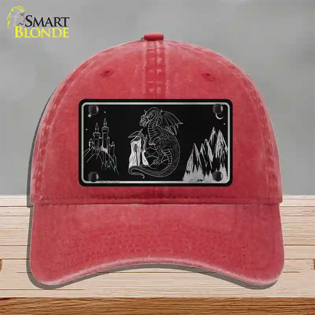 Wizards And Dragons Black Brushed Chrome Novelty License Plate Hat Unconstructed Cotton / Red