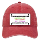 Red Unconstructed Cotton | Dad Hat Mounted License Plate Hat