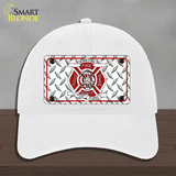 Fire Fighter Rescue Novelty License Plate Hat Unconstructed Cotton / White