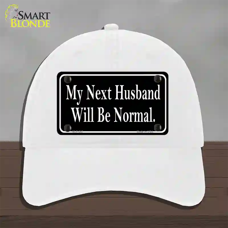 My Next Husband Novelty License Plate Hat Unconstructed Cotton / White