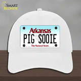 Pig Sooie Arkansas Novelty License Plate Hat Unconstructed Cotton / White