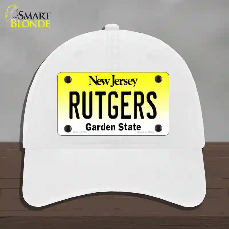 Rutgers New Jersey Novelty License Plate Hat Unconstructed Cotton / White