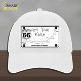 US Route 66 Map Novelty License Plate Hat Unconstructed Cotton / White