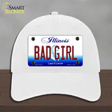 Bad Girl Illinois Novelty License Plate Hat Unconstructed Cotton / White