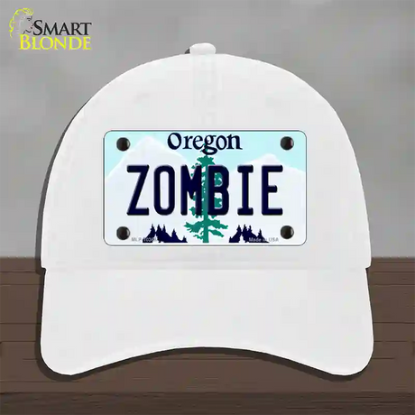 Zombie Oregon Novelty License Plate Hat Unconstructed Cotton / White