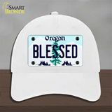 Blessed Oregon Novelty License Plate Hat Unconstructed Cotton / White