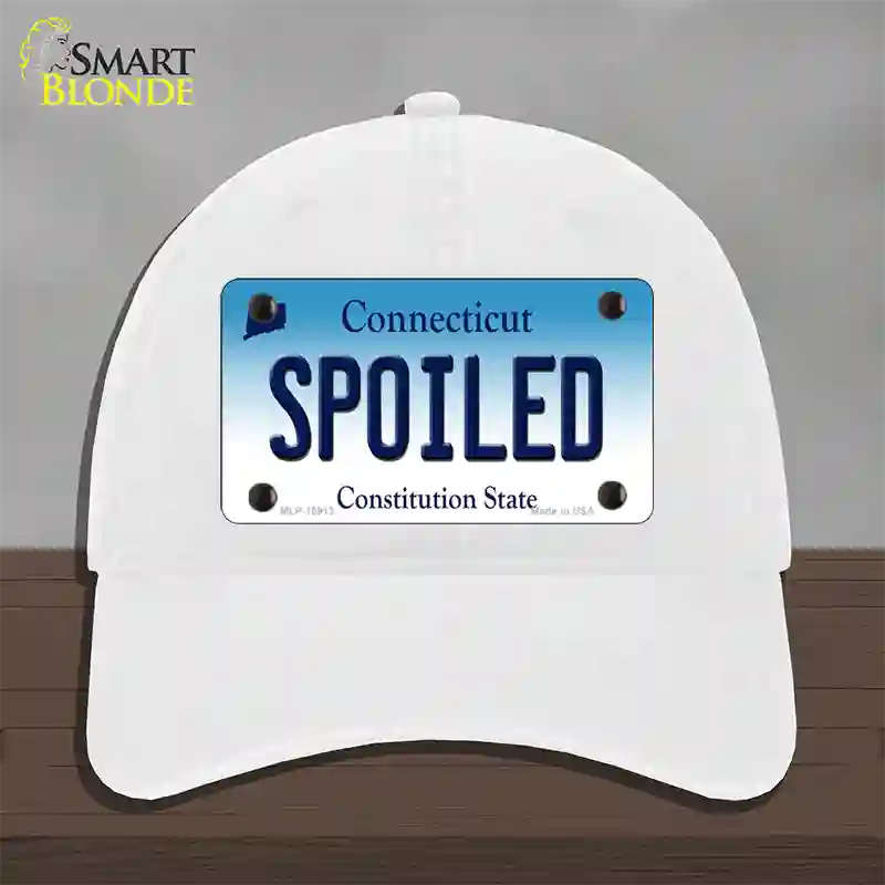 Spoiled Connecticut Novelty License Plate Hat Unconstructed Cotton / White