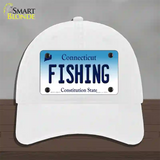 Fishing Connecticut Novelty License Plate Hat Unconstructed Cotton / White