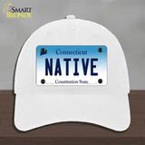Native Connecticut Novelty License Plate Hat Unconstructed Cotton / White