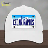 Cedar Rapids Iowa Novelty License Plate Hat Unconstructed Cotton / White